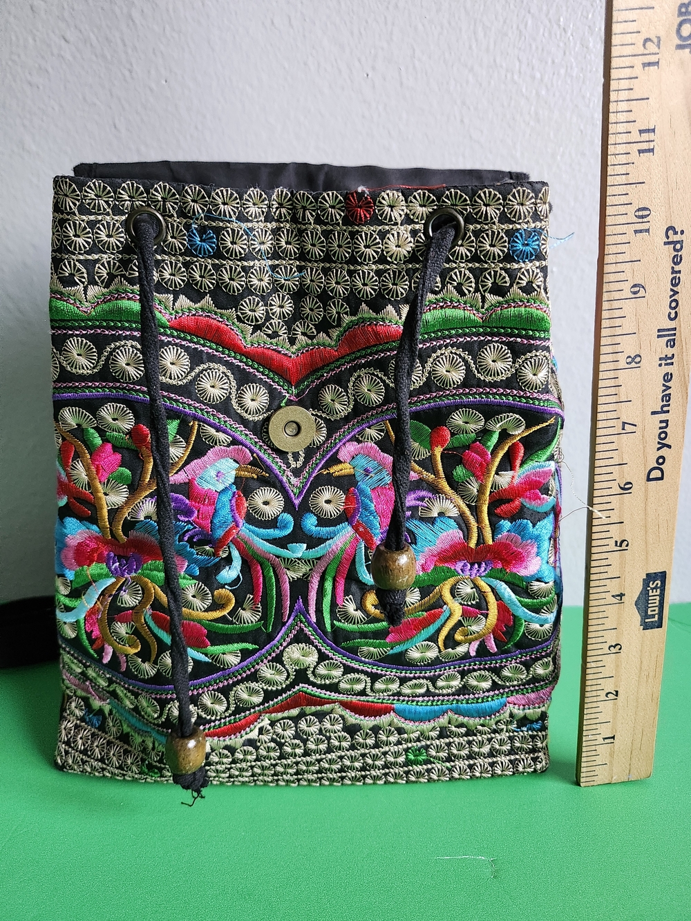 Colorful Embroidered Tribal Backpack Boho Hmong Hill Tribe Festival Bag